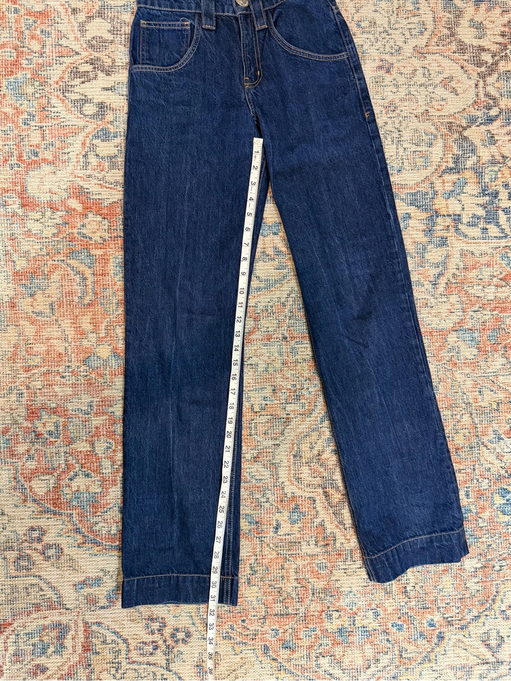 FRAME Oversized Luxury Jeans 24 Rinse Dark Wash Cuffed Straight Leg 100% Cotton - Picture 7 of 12